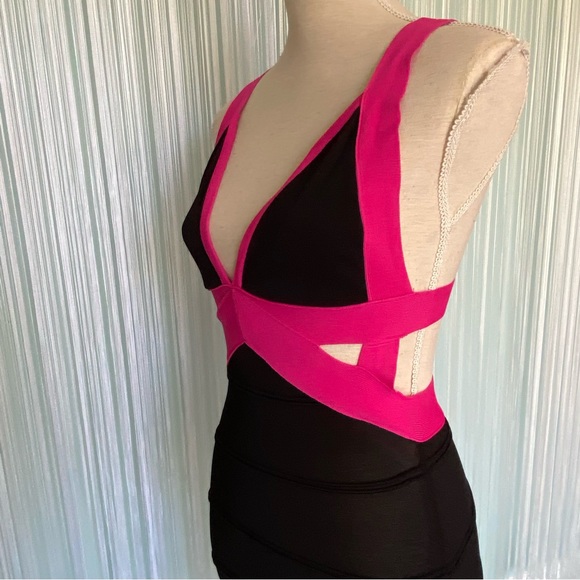 Pink and Black Cut Out Mini Dress Size Small - Picture 4 of 16